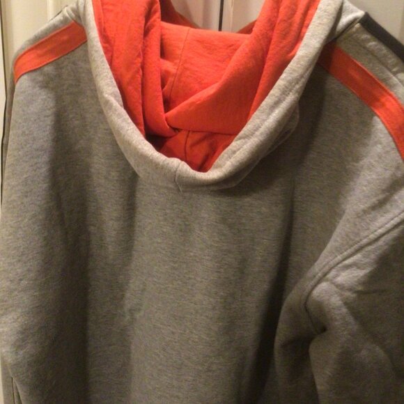 Reebok Men's Hoodie Pullover Grey With Orange Trim Stylish USXL - Picture 2 of 6